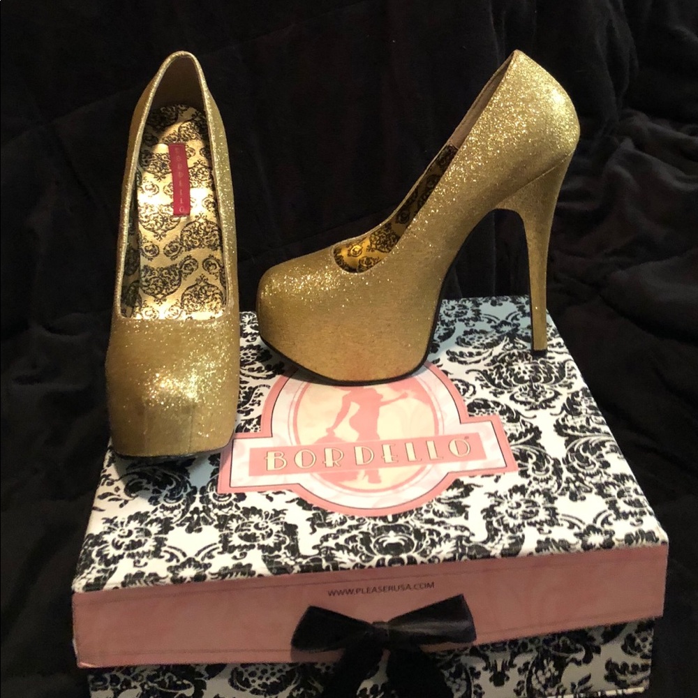 Gold Sparkle Stiletto heels